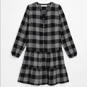NWOT Loft Petite Plaid Puff Sleeve Swing Dress